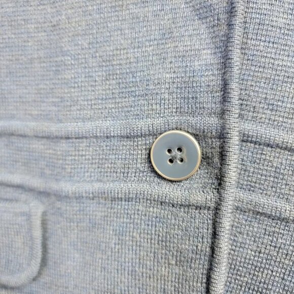 Talbots Womens Blue Pure Merino Wool Knit Blazer Sz M Two Button Pockets Career - Picture 2 of 11